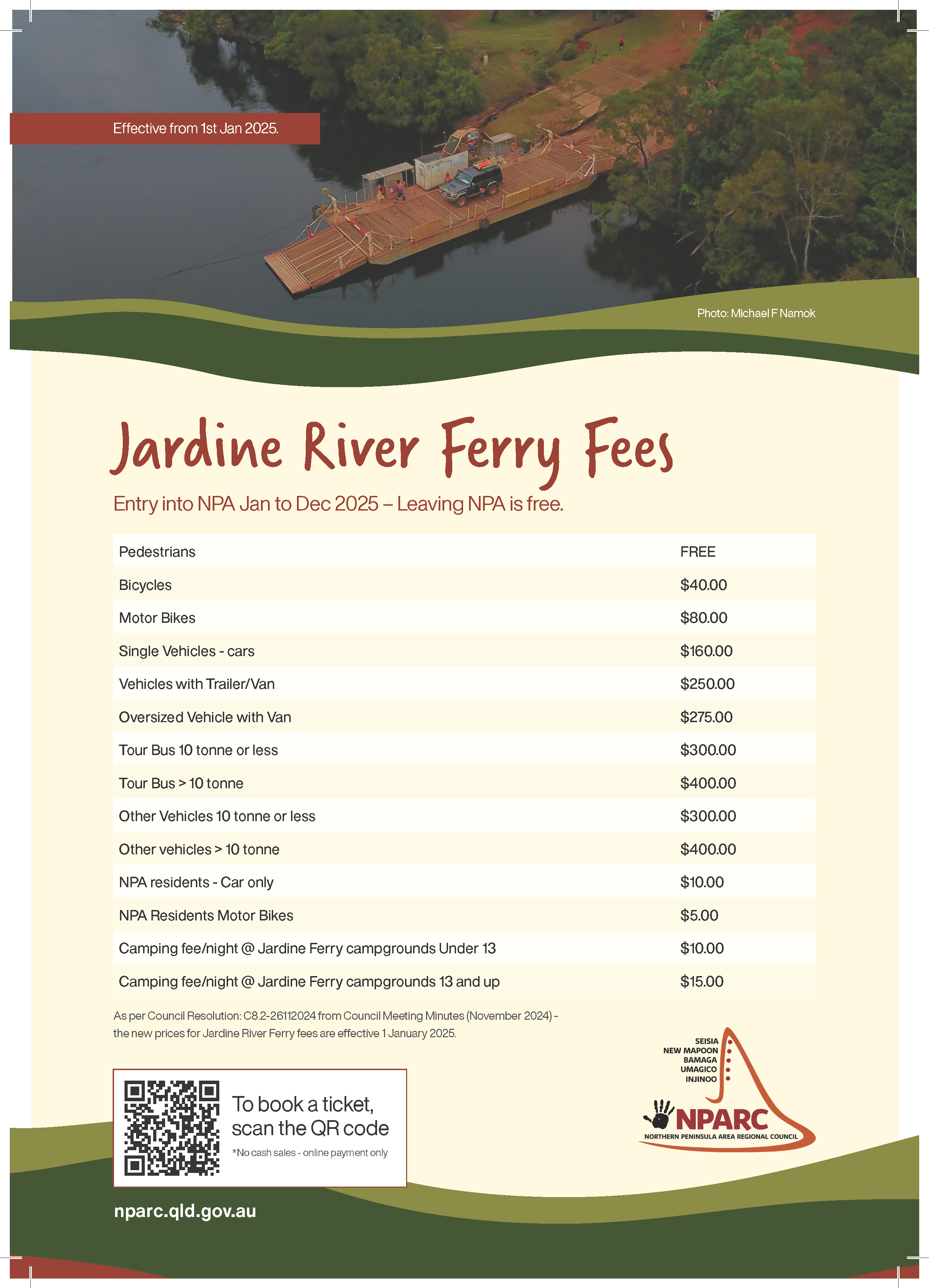 2025 Jardine Ferry prices